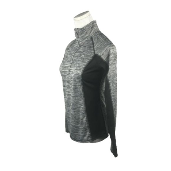 Head Shirt Womens XS Activewear 1/4 Zip Long Sleeve Grey Black Lightweight - Picture 3 of 16